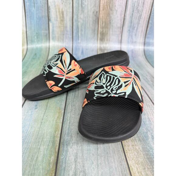 Reef Slides Women's Size 8 Tropical Floral Slip On Sandals Travel Vacation Shoes - Picture 7 of 7